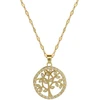 Troli Women's auksinis-plated Tree of Life pakabukas with clear crystals