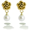 Victoria Walls Gold-plated flower earrings with artificial pearl VWE260764G