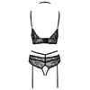 Abierta Fina seksualus komplektas Bra Set juodas M