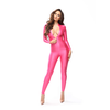 missO B800 Bodystocking Lycra Wet Look Rožinė with Double Zipper S