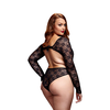 Baci - Juodas Lacy Bodysuit Back Cutout Queen Size