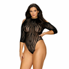 Obsessive B130 Juodas Teddy XL/XXL - Elegant Zebra Pattern Bodysuit