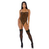 Forplay Feline Teddy XL - Mesh Bodysuit with Cheetah Pattern and Garter Straps