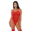 Forplay Make it Ring Teddy S - Sheer Mesh Bodysuit with Lace-Up Sides