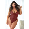 Allure Dreamgirl Burgundy Lace Leopard Teddy Plus Size 2X/3X Adjustable Fit