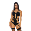 Forplay We Click Lingerie Set L - Strappy Tricot One-Piece with Garter Straps