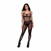 Eropartner Baci Bodystocking Diamond Weave Floral Lace, Open Design, One Size