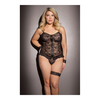 Coquette Dreamgirl Plus Size Cami Top &amp; G-String Set Juodas Queen Size