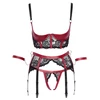 Cottelli Bondage Shelf Bra Set juodas/red M