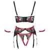 Cottelli Bondage Shelf Bra Set juodas/red M