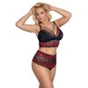 Cottelli Curves Bra and Briefs juodas/red XL