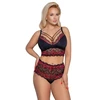 Cottelli Curves Bra and Briefs juodas/red 4XL