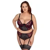 Cottelli Curves Bra Set juodas/red 95D/2XL