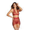 Dreamgirl 3-Piece Floral Embroidered Lingerie Set XL Raudona Adjustable