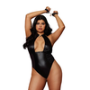 Dreamgirl Fetish Diamond Plus Size Stretch Teddy &amp; Restraints Set Juodas