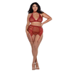 Dreamgirl Rene Rofe Plus Size Fishnet &amp; Lace 4-Piece Set with Velvet Accents