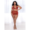 Dreamgirl Rene Rofe Plus Size Fishnet &amp; Lace 4-Piece Set with Velvet Accents