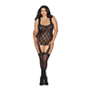 Dreamgirl Lace-Up Back Garter Dress - Elegant Juodas Lingerie Set
