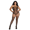 Dreamgirl Leg Avenue Plus Size Strapless Bodystocking Fishnet Geometric Design