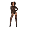 Dreamgirl Leg Avenue Zebra Fishnet Bodystocking Juodas One Size with Gloves