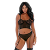 Forplay Fantasy Lingerie Ring Me Up Bustier Set M - Mesh &amp; Gold O-Ring Details