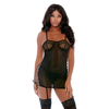 Forplay Fantasy Lingerie Ring It On Chemise Two-Piece Set XL Juodas Mesh