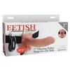 Pipedream FETISH FANTASY SERIES 7 INCH VIBRATING HOLLOW STRAP-ON SU BOLAIS, ŠVIEČIANTIS