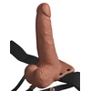 Pipedream FETISH FANTASY SERIES Įkraunamas Tuščiaviduris Dildas su diržu ir rutuliais, 6 colių, smėlio spalvos