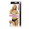 Eropartner Latexwear Latexwear - Premium Latex Crotchless Panty-juodas M/L lateksinės kelnaitės su spenelių lipdukais