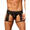 Male Power Scandal-Lace Garter Short S/M Juodas - Mesh &amp; Lace Design