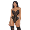 Forplay Sweet Siren Lingerie Teddy L Pin-Striped Sheer Lace Cut-Outs