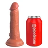 Pipedream KING COCK ELITE 15 cm dvigubo tankio silikoninis penis, rusvas