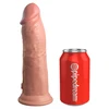 Pipedream KING COCK ELITE 20 CM DVIGUBO TANKUMO VIBRUOJANTIS SILIKONINIS DILDO ŠVIESUS