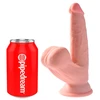 Pipedream KING COCK PLUS 6 colių trigubo tankio dirbtinis penis su besisukančiais kiaušiniais lengvas