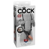 Pipedream KING COCK 25,4 CM TUŠČIAS DIRŽINIS DILDAS SU PAKABOS SISTEMA, ŠVIESUS