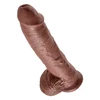 Pipedream King Cock 10 colių dydžio kamuoliukai rudi