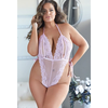 Allure Dreamgirl Lace Teddy 1X/2X - Open Cup, Ribbon Side Ties, Juodas