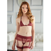 Allure Dreamgirl Lace &amp; Mesh Bra Set with Adjustable Garter Belt L/XL Juodas