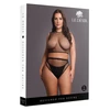 Shots Ouch! OSX Juodas Two-Piece Set with Crop Top, Panty &amp; Fishnet Design XL-4XL