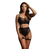 Shots 2-Piece Bra Set with Garters - One Size - Juodas