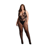 Shots OSX Bodystocking XL-4XL Juodas - Elegant Mesh with Decorative Lines