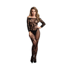 Shots OUCH! Off-Shoulder Lace &amp; Fishnet Bodystocking OS Juodas