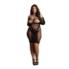 Shots Rožinė Rožinė Lipstick Plus Size Contrast Net Long Sleeve Mini Dress XXL-5XL