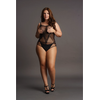 Shots Leg Avenue Plus Size Contrast Net Teddy XXL-5XL Juodas Mesh Design