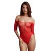 Shots Crotchless Rhinestone Lace Teddy One Size - Elegant Intimate Bodysuit
