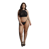 Shots Festive Allure Plus Size Rhinestone Halter Top &amp; Thong Set 1XL-3XL