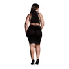 Shots Kala XXXVII Plus Size Two-Piece Set - Turtleneck Crop Top &amp; Skirt, Juodas