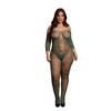 Shots Obsessive Bodystocking F217 Plus Size Lace Pattern, Long Sleeves, Juodas