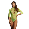 Shots Passion Short Sleeve Fishnet Bodysuit One Size Žalias