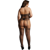 Shots Passion Strappy Halter Bodystocking Plus Size XXL-5XL, Open Cup Design